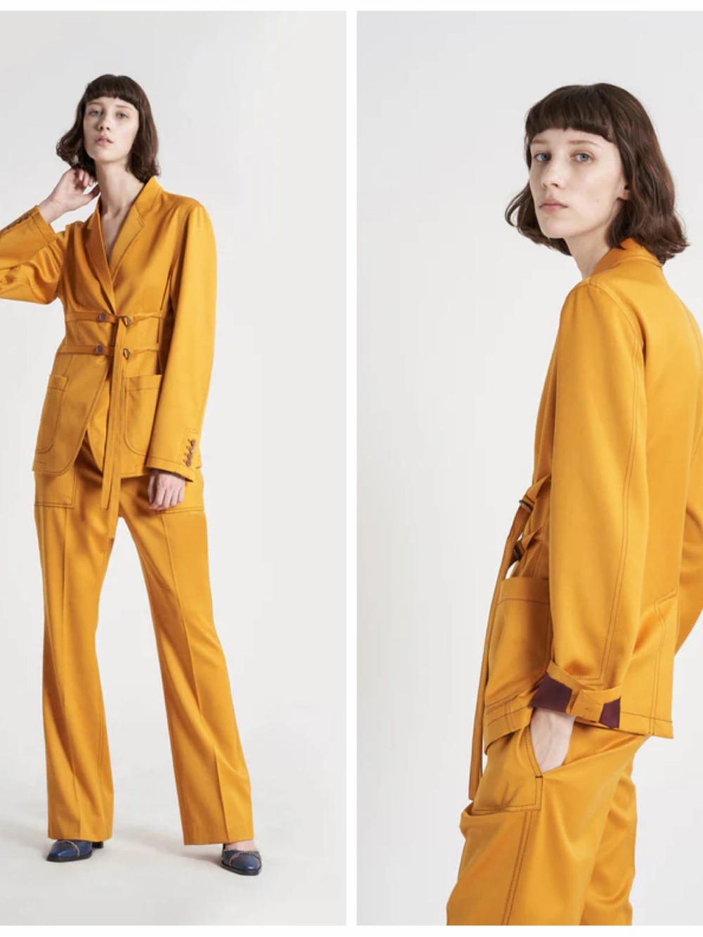 Sies Marjan Yellow Blazer Jacket Virgin Wool Ames Fasten Office Buckle 6 NWT 🟡